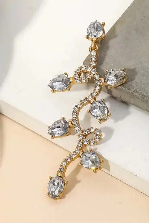The Tiny Details Rhinestone Vine Crystal Drop Earrings