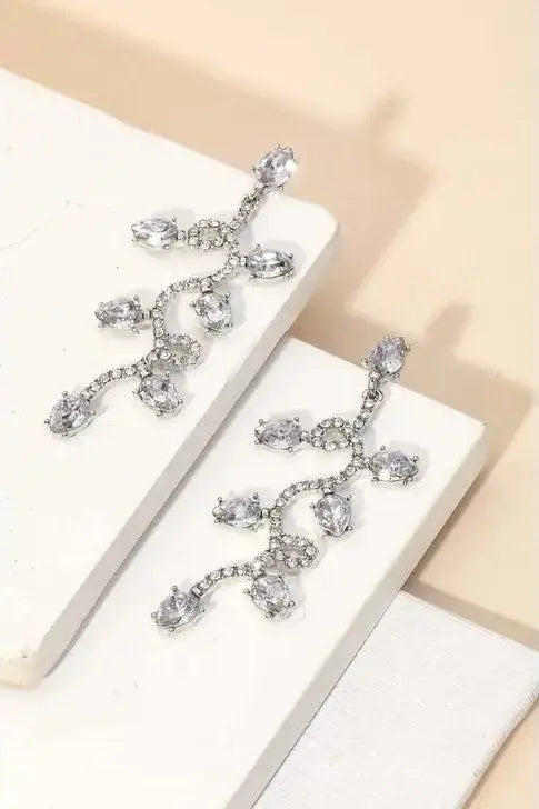 The Tiny Details Rhinestone Vine Crystal Drop Earrings