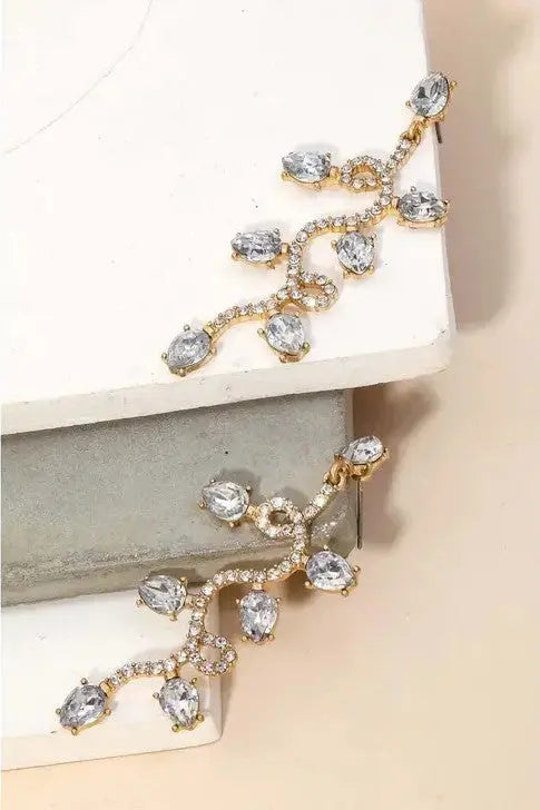 The Tiny Details Rhinestone Vine Crystal Drop Earrings