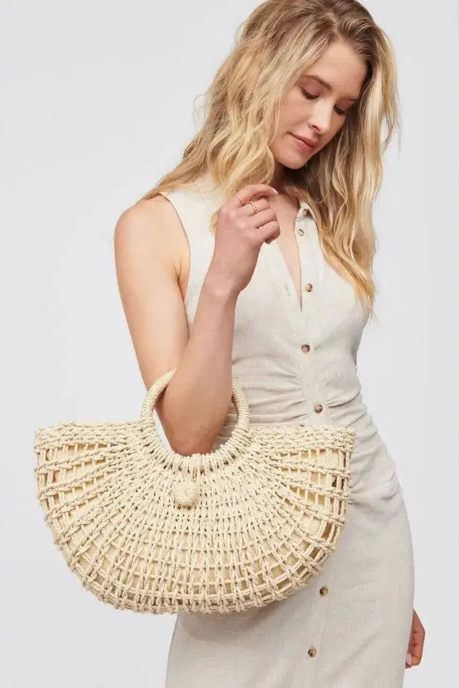 The Tiny Details Rhodes Natural Woven Cream Tote