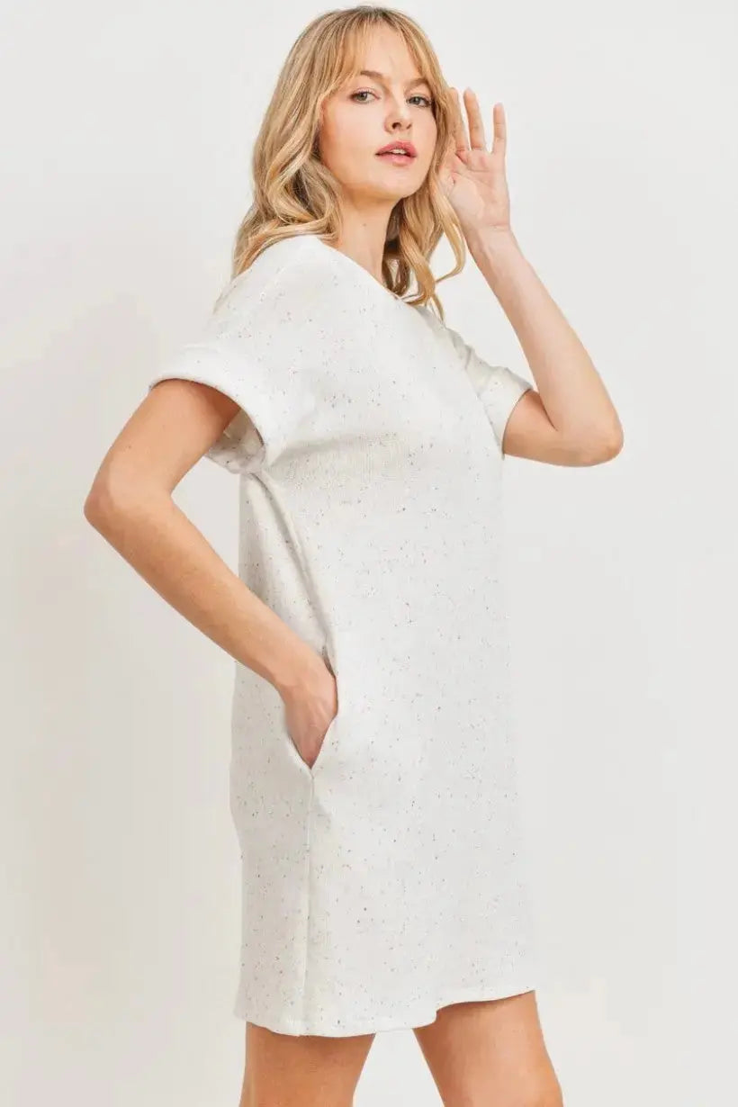 The Tiny Details Rolled Short Sleeve Confetti Lounge Dress