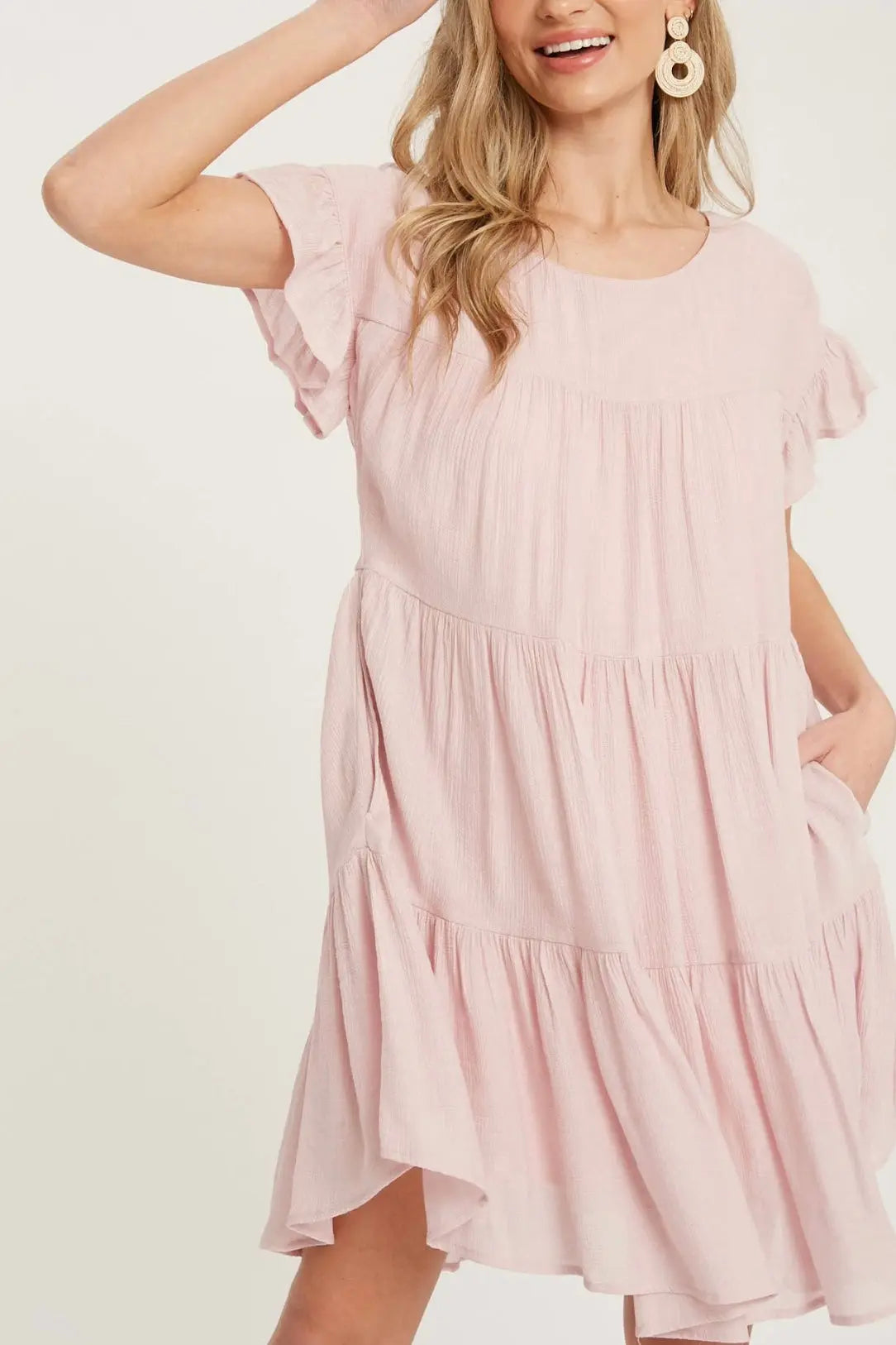 The Tiny Details Ruffle Hem Tiered Baby-Doll Dress