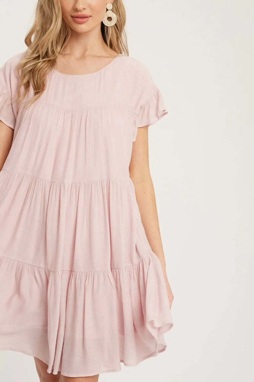 light pink baby doll dress Light Pink Strapless Ruffle Babydoll Dress