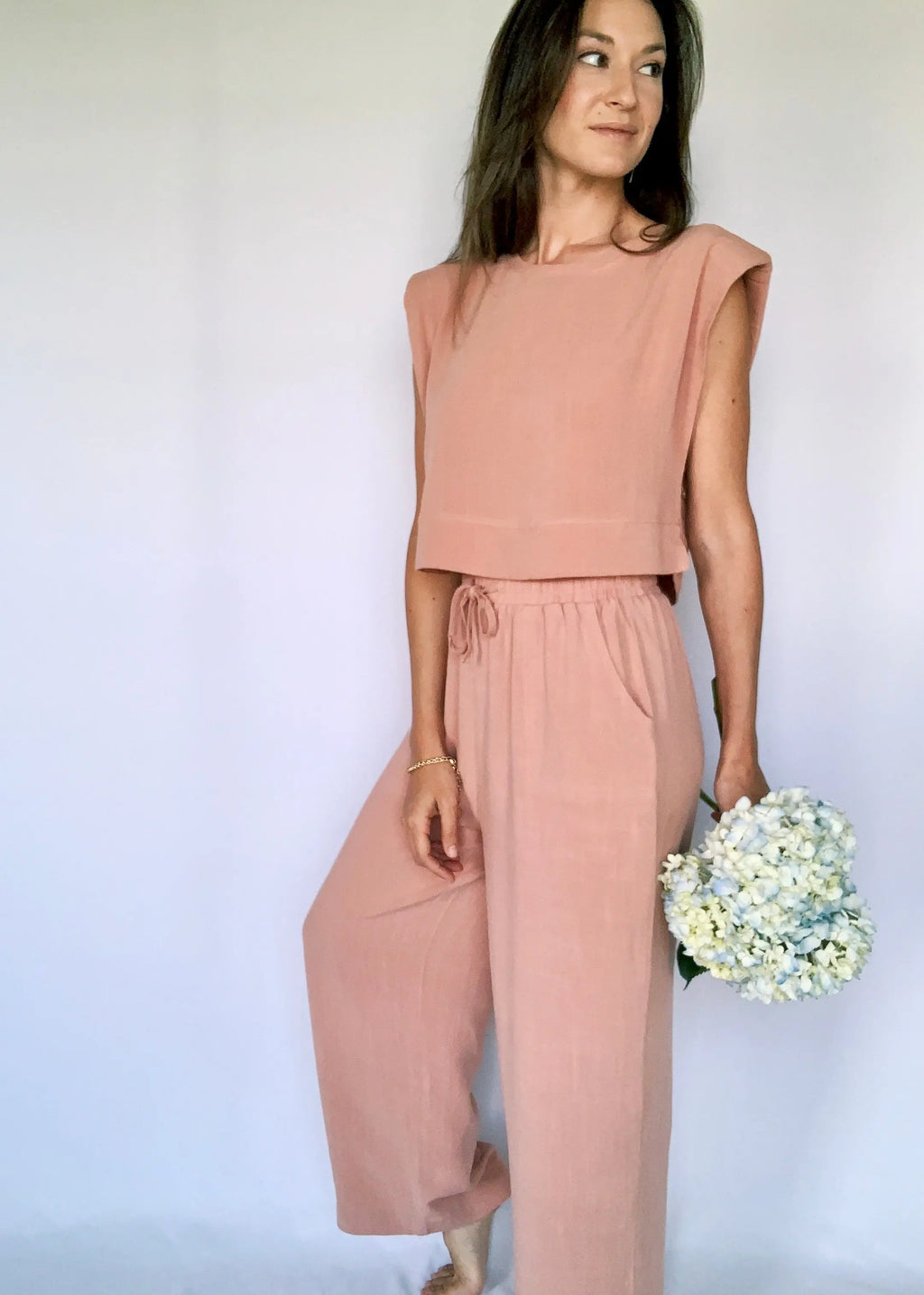 The Tiny Details Salmon Elastic High Waist Pants