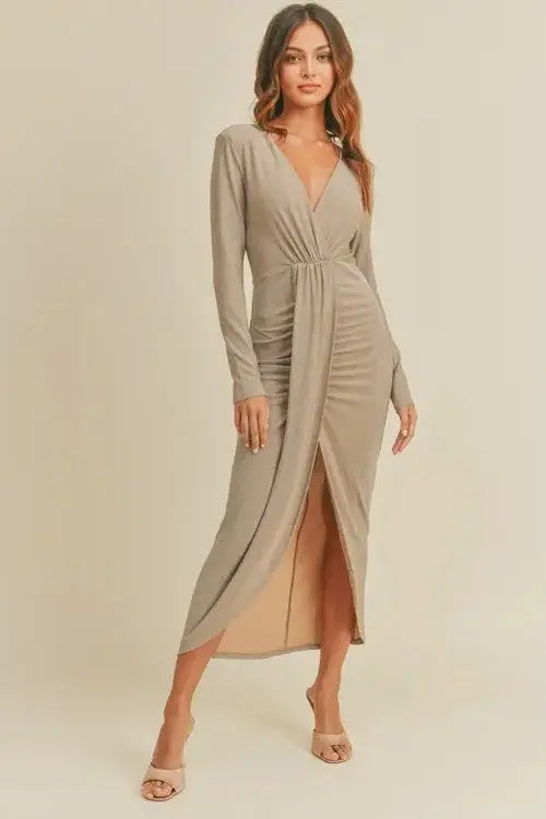 The Tiny Details Shimmering Long Sleeve Lurex Maxi Dress