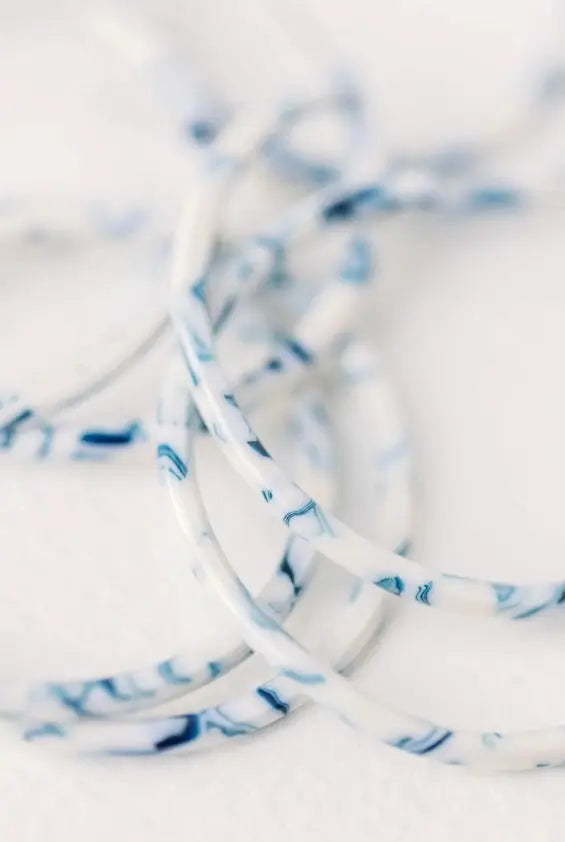 The Tiny Details Skinny Blue & White Hoop Earrings