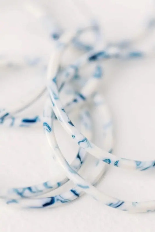 The Tiny Details Skinny Blue & White Hoop Earrings