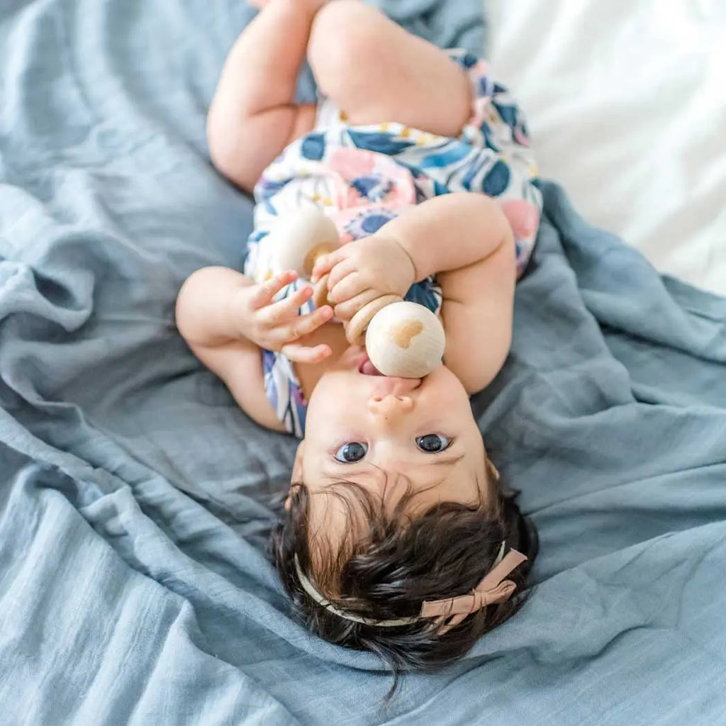 The Tiny Details Steel Grey Muslin Baby Blanket
