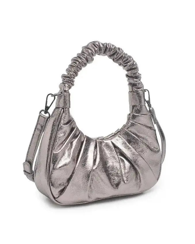 The Tiny Details Stormi Pewter Cracked Metallic Handbag