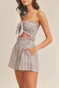 The Tiny Details Stripe Smocking Ribbon Tube Top & Short Set