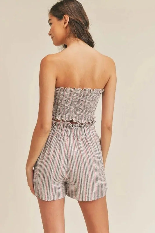 The Tiny Details Stripe Smocking Ribbon Tube Top & Short Set