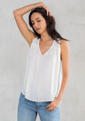 The Tiny Details Striped Jacquard Smocked Racerback Tank Top