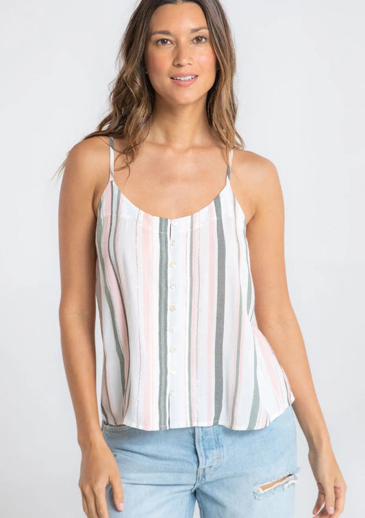 The Tiny Details Striped Racerback Button Down Cami