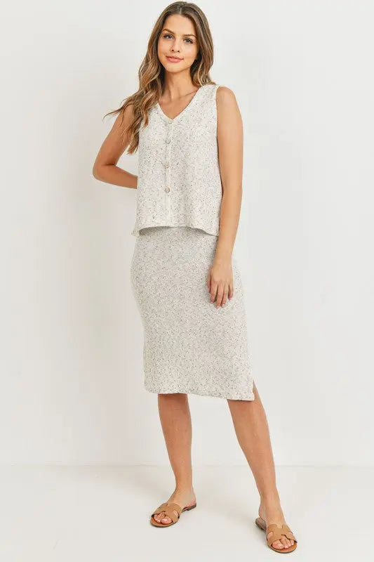 The Tiny Details Sweater Knit Skirt with Side Slit Detail