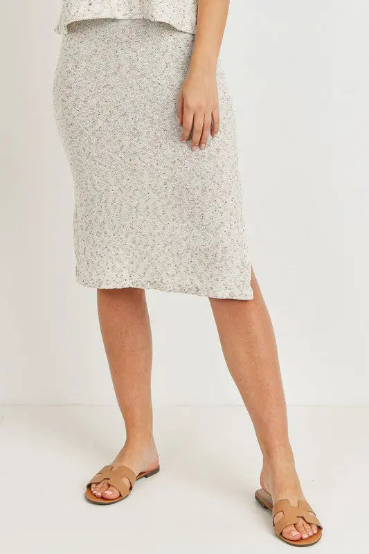 The Tiny Details Sweater Knit Skirt with Side Slit Detail