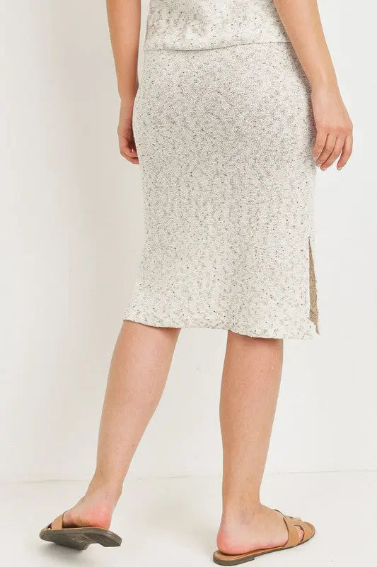 The Tiny Details Sweater Knit Skirt with Side Slit Detail