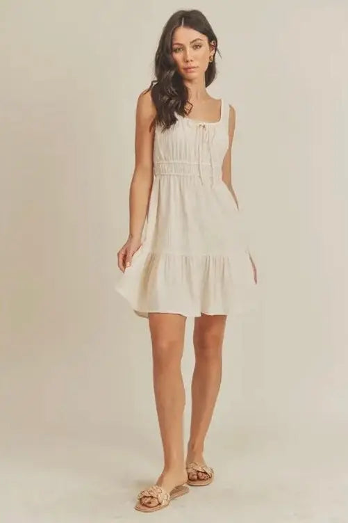 The Tiny Details Textured Smock Waist Tank Dress