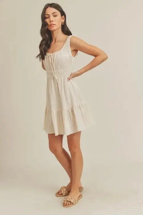 The Tiny Details Textured Smock Waist Tank Dress