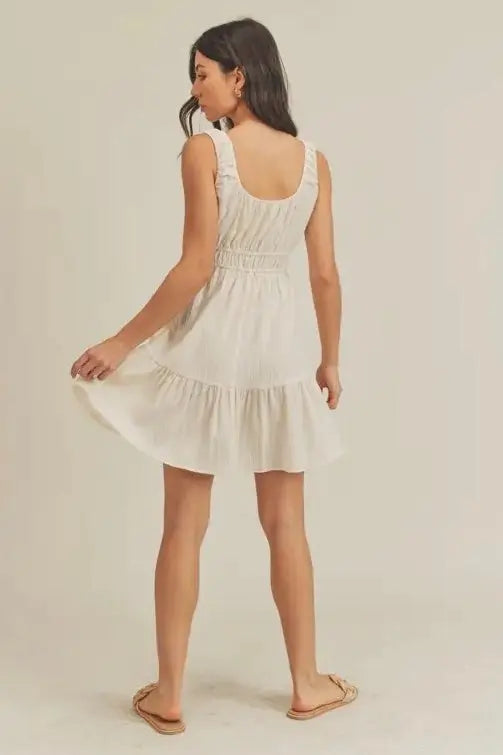 The Tiny Details Textured Smock Waist Tank Dress