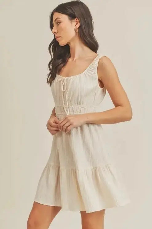 The Tiny Details Textured Smock Waist Tank Dress