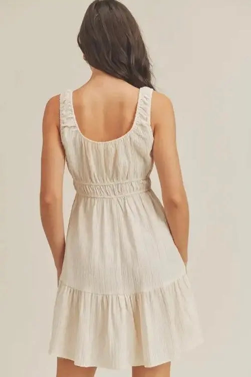The Tiny Details Textured Smock Waist Tank Dress