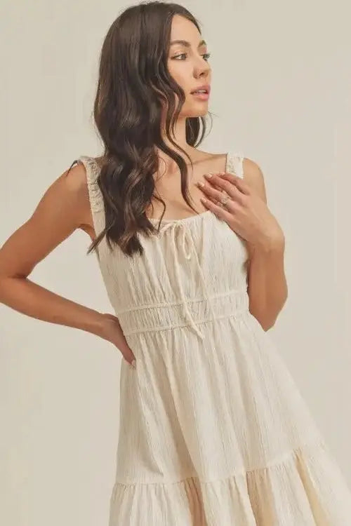 The Tiny Details Textured Smock Waist Tank Dress