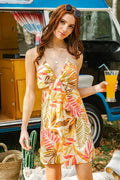 The Tiny Details Tropical Print Front Twisted Dress