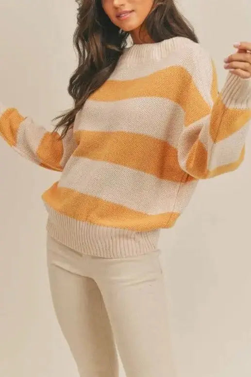 The Tiny Details Winnie Off Shoulder Lemon Ivory Sweater