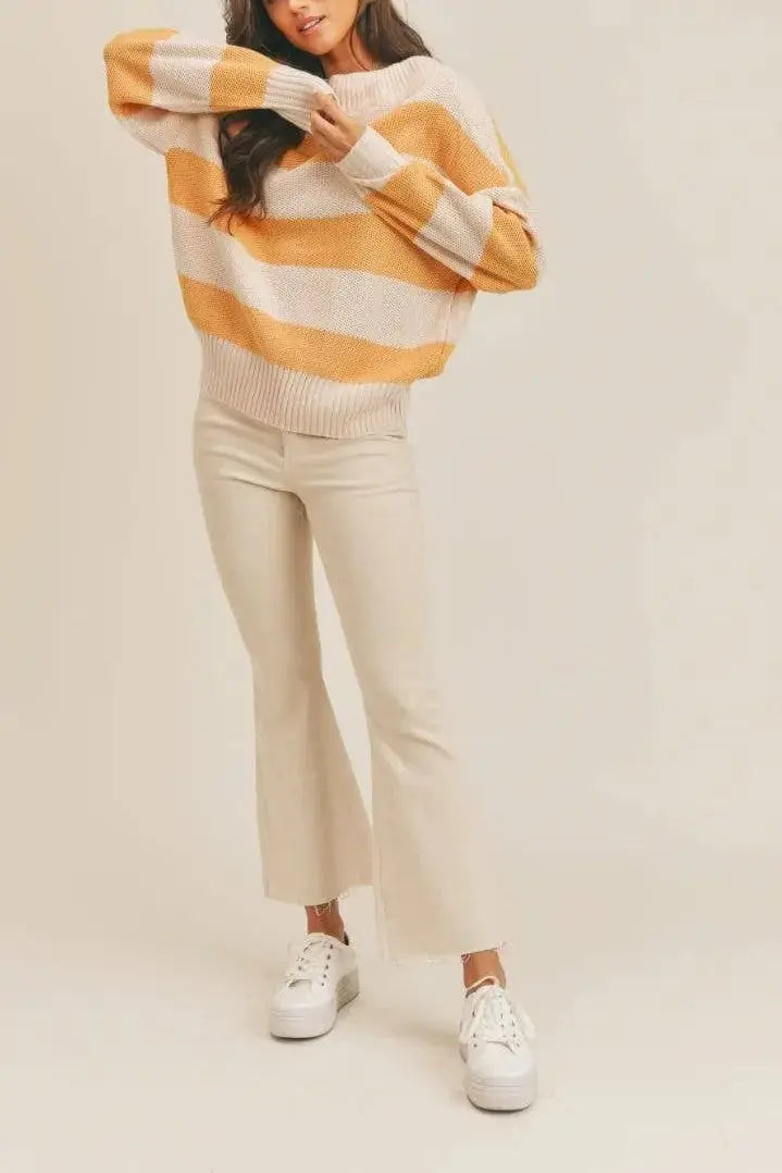 The Tiny Details Winnie Off Shoulder Lemon Ivory Sweater