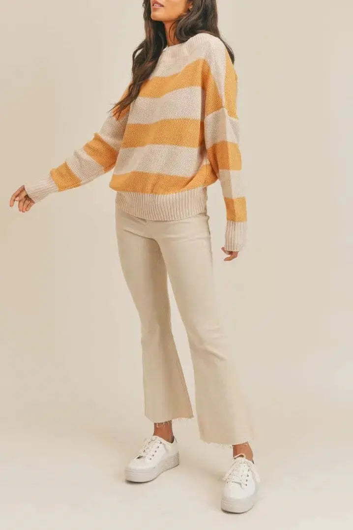 The Tiny Details Winnie Off Shoulder Lemon Ivory Sweater