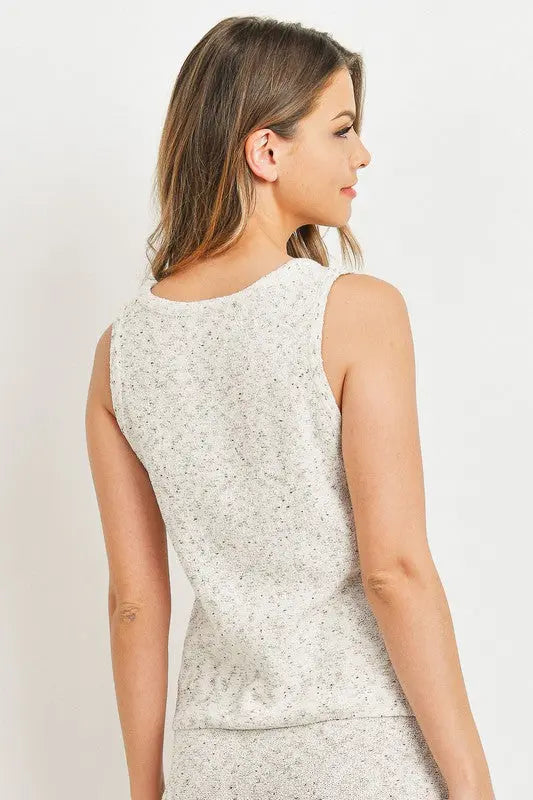 The Tiny Details Wooden Button Front Sweater Tank